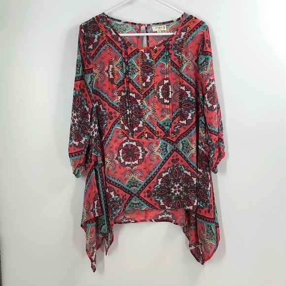 Umgee Tops - Umgee paisley print semi sheer blouse